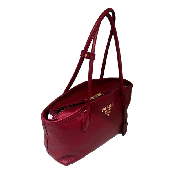 Prada Rubino Red Vitello Phenix Leather Top Handle Shoulder Bag in Rubino Red, authentic new handbag, image 2