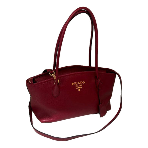 Prada Rubino Red Vitello Phenix Leather Top Handle Shoulder Bag in Rubino Red, authentic new handbag, image 4