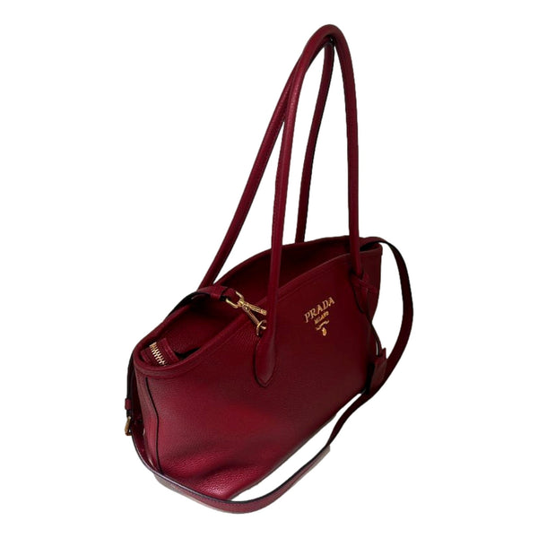 Prada Rubino Red Vitello Phenix Leather Top Handle Shoulder Bag in Rubino Red, authentic new handbag, image 5