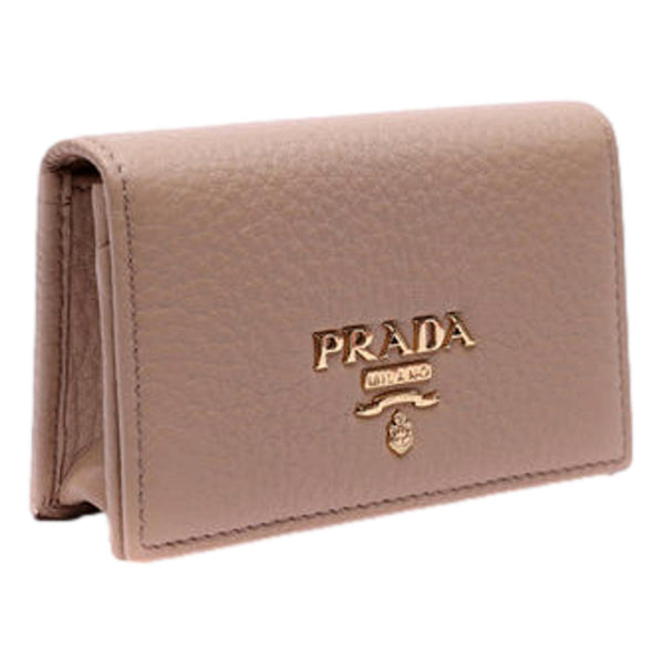 Prada Beige Leather Cardholder Wallet Vitello Grain in Cammeo Beige, authentic new wallet, image 2