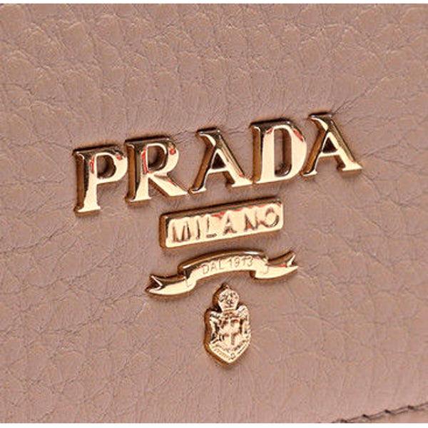 Prada Beige Leather Cardholder Wallet Vitello Grain in Cammeo Beige, authentic new wallet, image 8