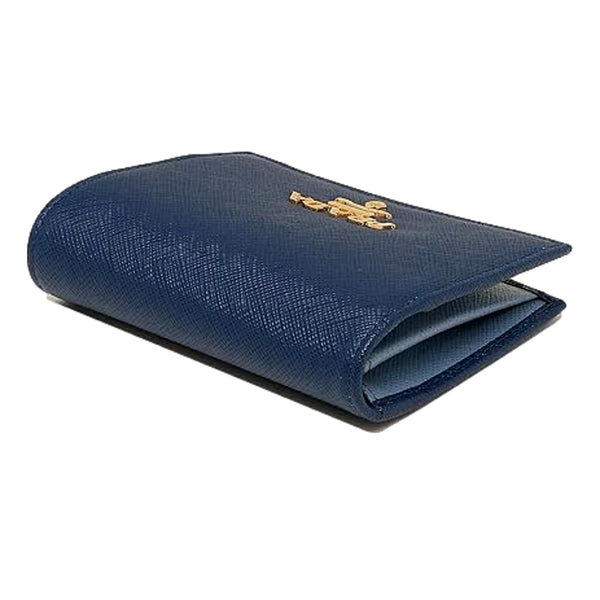 Prada Saffiano Leather Bluette and Astrale Multi Color Folding Wallet in Bluette Blue, authentic new wallet, image 2