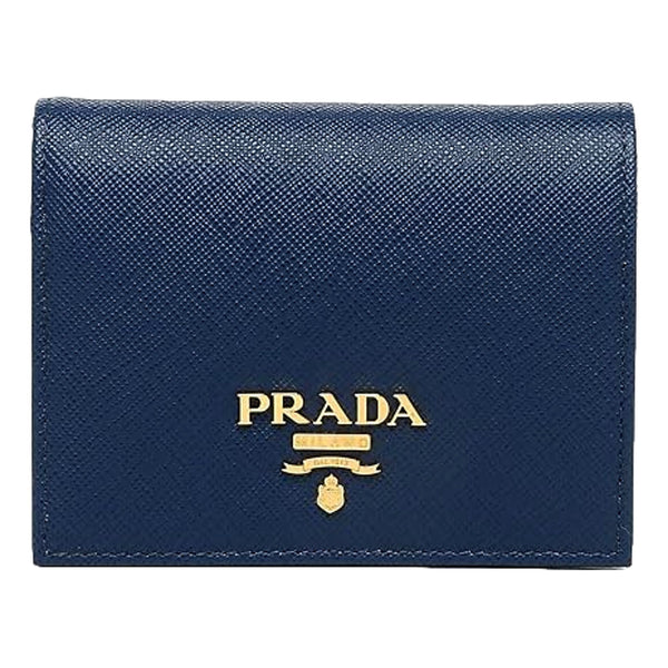 Prada Saffiano Leather Bluette and Astrale Multi Color Folding Wallet in Bluette Blue, authentic new wallet, image 1