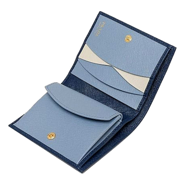 Prada Saffiano Leather Bluette and Astrale Multi Color Folding Wallet in Bluette Blue, authentic new wallet, image 5