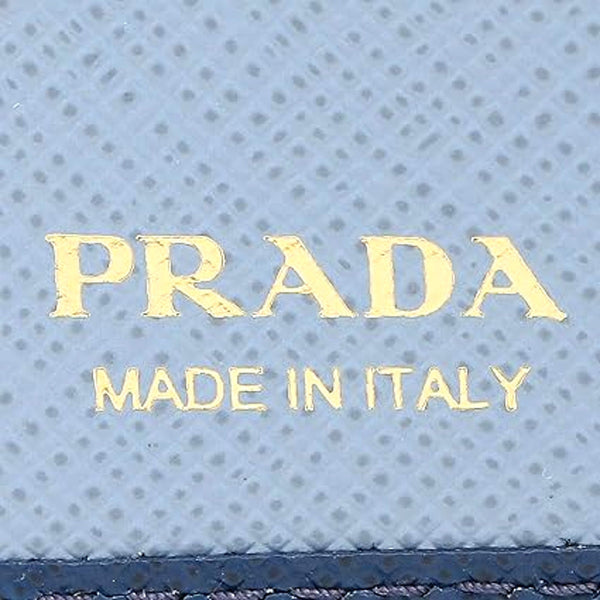 Prada Saffiano Leather Bluette and Astrale Multi Color Folding Wallet in Bluette Blue, authentic new wallet, image 7