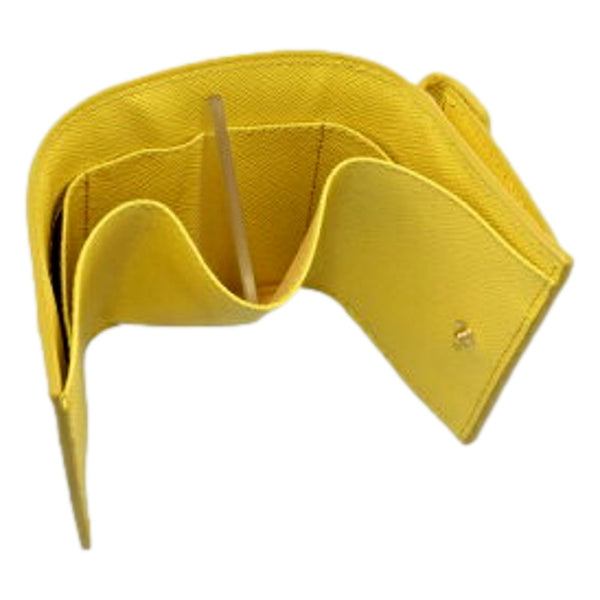 Prada Saffiano Leather Sole Bright Yellow Trifold Wallet with Triangle Logo – logo and identifying detail 9