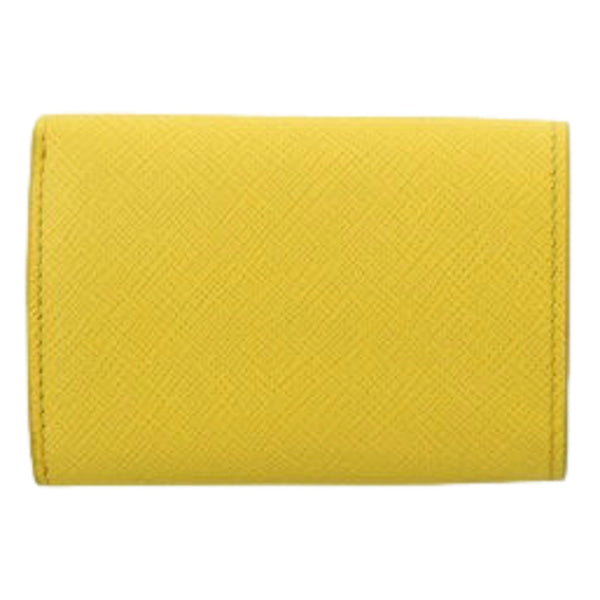 Prada Saffiano Leather Sole Bright Yellow Trifold Wallet with Triangle Logo – logo and identifying detail 6