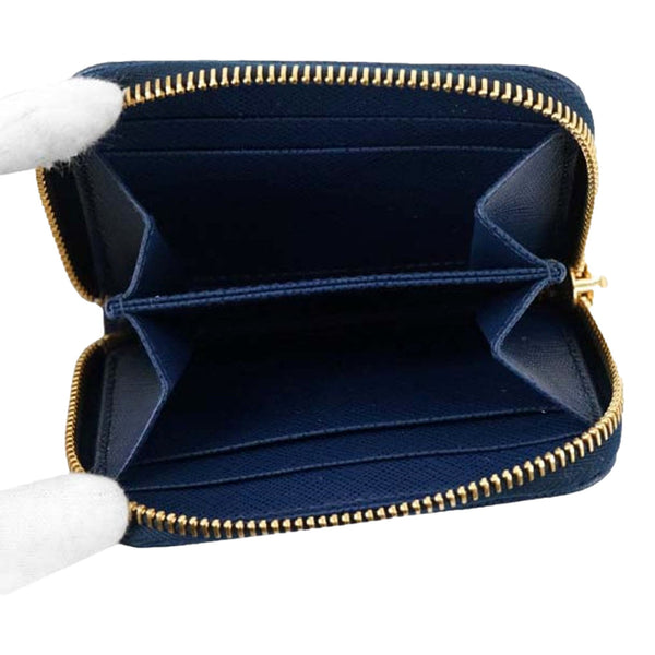 Prada Saffiano Leather Bluette Dark Blue Zippy Coin Purse Wallet in Bluette Blue, authentic new wallet, image 3