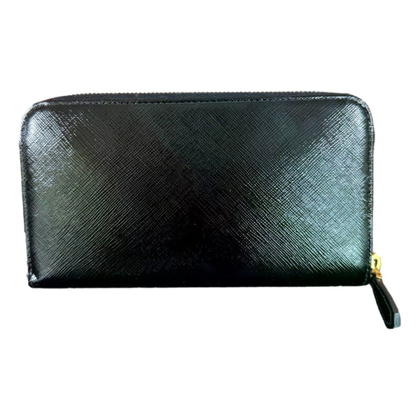 Prada Nero Black Saffiano Vernice Leather Zip Around Wallet – back view
