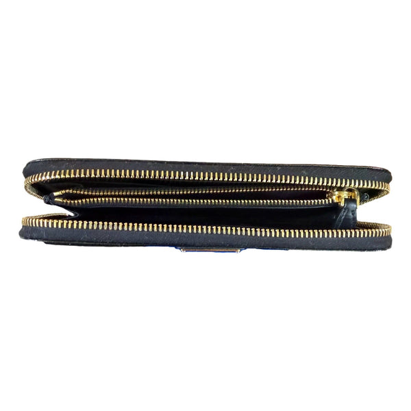 Prada Nero Black Saffiano Vernice Leather Zip Around Wallet – interior view