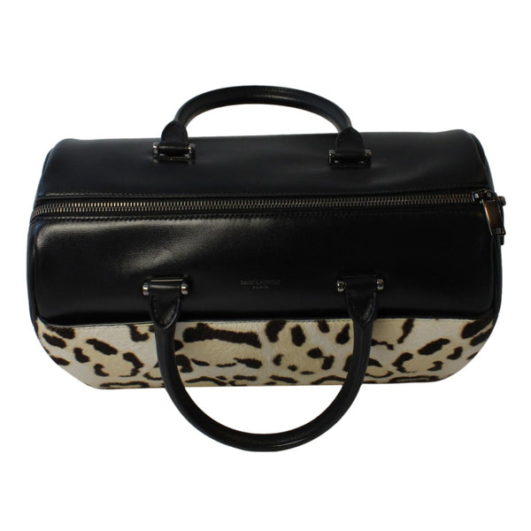 Saint Laurent 12 Hour Calfskin Leather Pony Hair Duffle Bag in Black, authentic new handbag, image 5