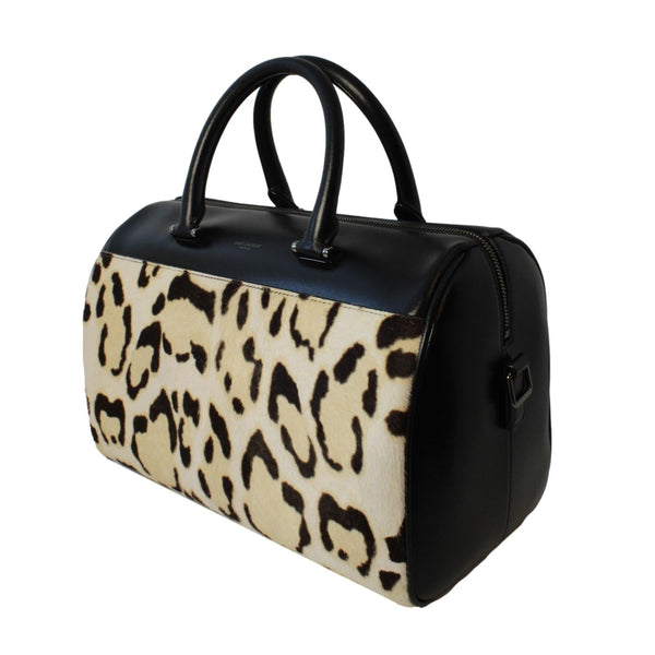 Saint Laurent 12 Hour Calfskin Leather Pony Hair Duffle Bag in Black, authentic new handbag, image 3