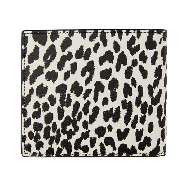 Saint Laurent BabyCat Leopard Print Black and White Leather Bifold Wallet in Black and White, authentic new wallet, image 2
