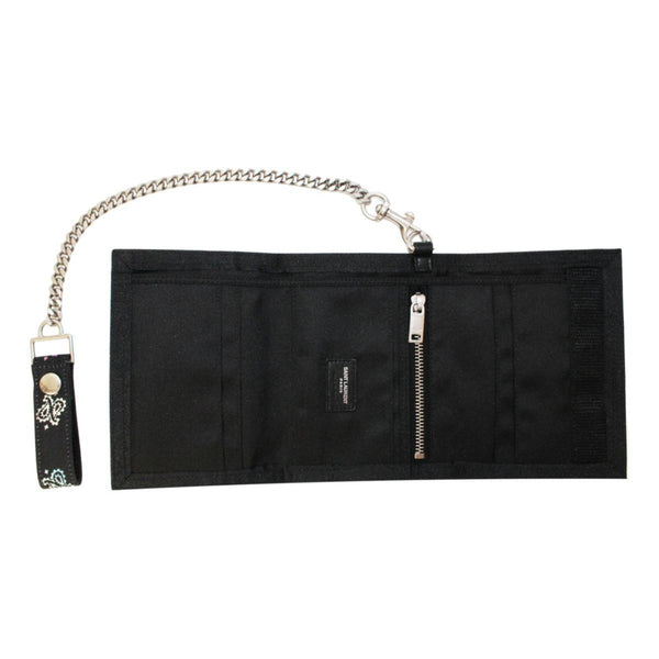 Saint Laurent Black Nylon Chain Trifold Wallet in Black with Multicolor Print, authentic new wallet, image 8