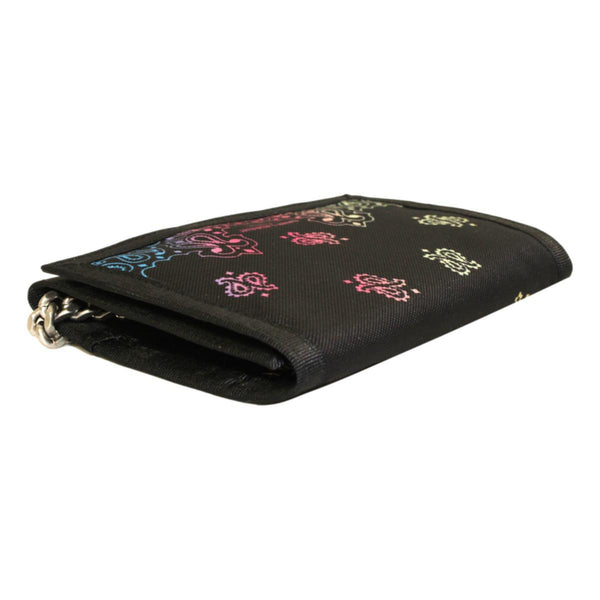 Saint Laurent Black Nylon Chain Trifold Wallet in Black with Multicolor Print, authentic new wallet, image 5