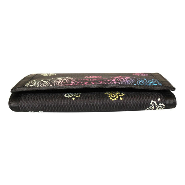 Saint Laurent Black Nylon Chain Trifold Wallet in Black with Multicolor Print, authentic new wallet, image 3