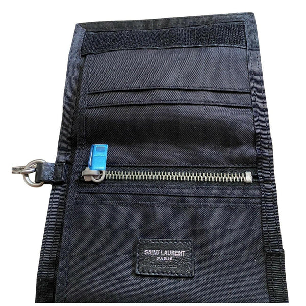 Saint Laurent Buffalo Palm Tree Black Nylon Chain Trifold Wallet in Black and White, authentic new wallet, image 6