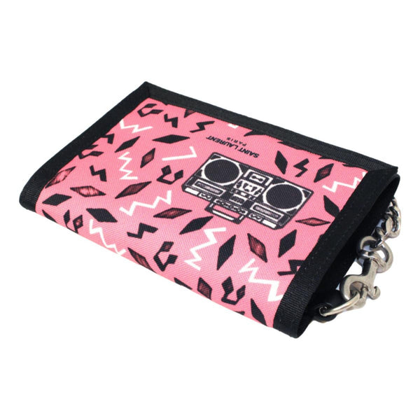 Saint Laurent Buffalo Pink Nylon Radio Chain Trifold Wallet in Pink, authentic new wallet, image 7