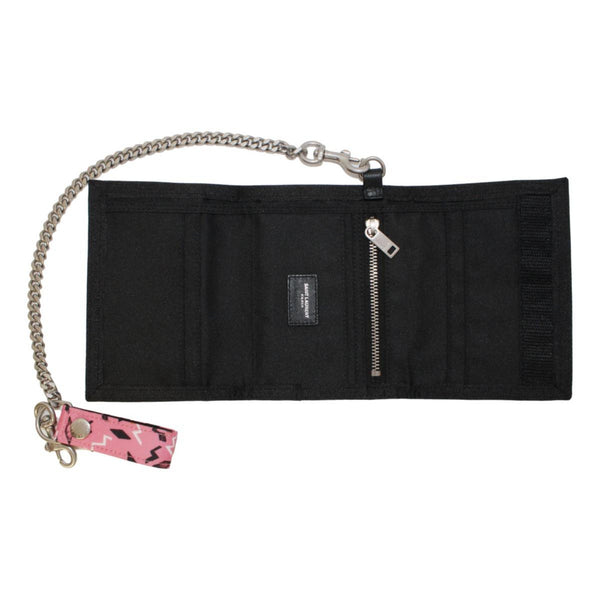 Saint Laurent Buffalo Pink Nylon Radio Chain Trifold Wallet in Pink, authentic new wallet, image 6