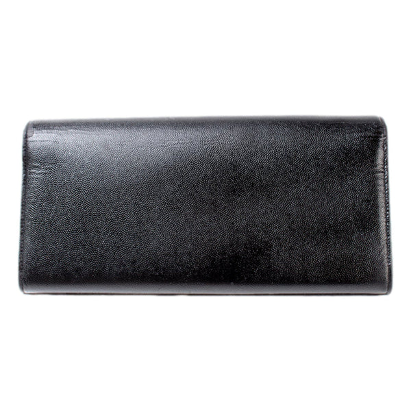 Saint Laurent Cassandre Black Leather Monogram Clutch in Black, authentic pre-loved handbag, image 3