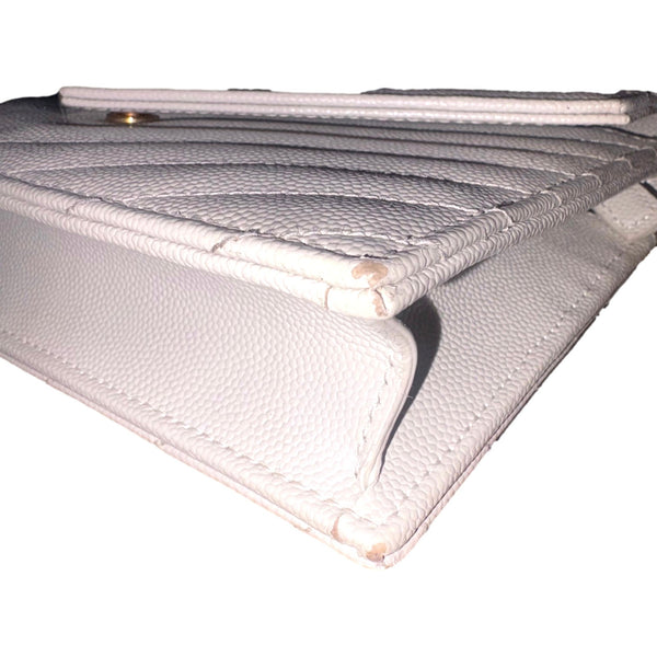 Saint Laurent Cassandre Envelope Chain Wallet Crossbody Bag in Crema White in Black, authentic pre-loved handbag, image 6