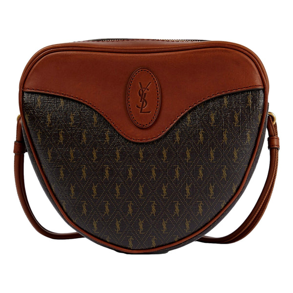 Saint Laurent Coeur Monogram Brown Canvas Leather Small Crossbody Bag in Brown, authentic new handbag, image 1