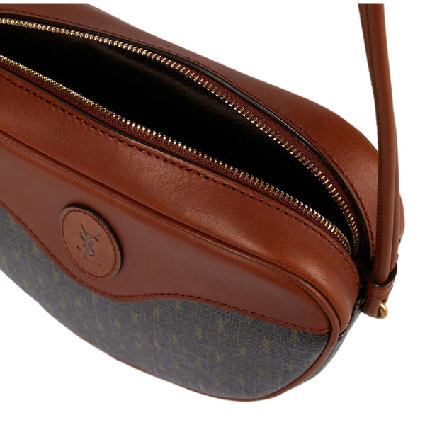 Saint Laurent Coeur Monogram Brown Canvas Leather Small Crossbody Bag in Brown, authentic new handbag, image 2
