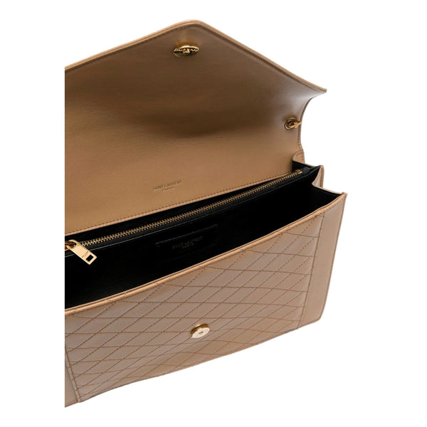 Saint Laurent Gaby Quilted Lambskin Shoulder Bag Beige in Light Brown, authentic new handbag, image 6