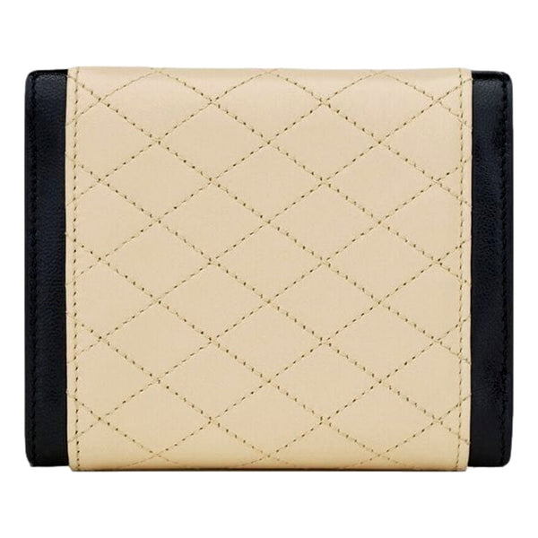 Saint Laurent Gaby Small Envelope Wallet Cream Black Quilted Lambskin YSL Gold Logo – back view