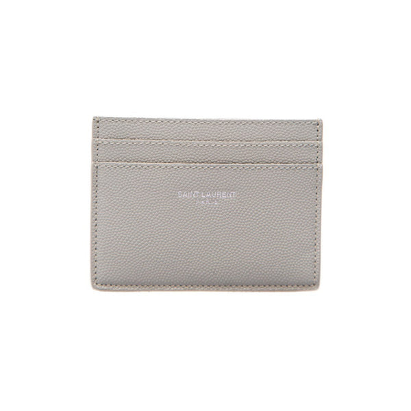 Saint Laurent Grey Grain de Poudre Leather Credit Card Case Wallet in Grey, authentic new wallet, image 1