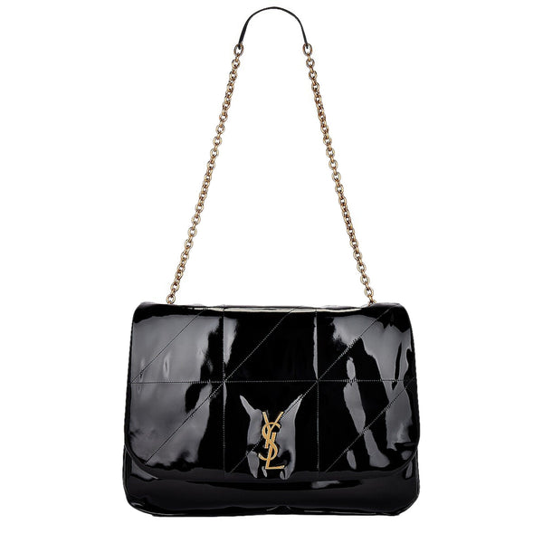 Saint Laurent Jamie YSL Black Patent Leather Large Shoulder Bag in Black, authentic new handbag, image 1