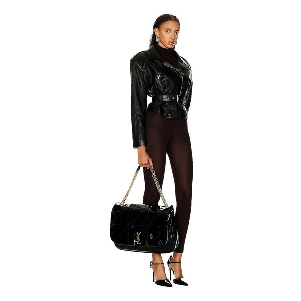Saint Laurent Jamie YSL Black Patent Leather Large Shoulder Bag in Black, authentic new handbag, image 8