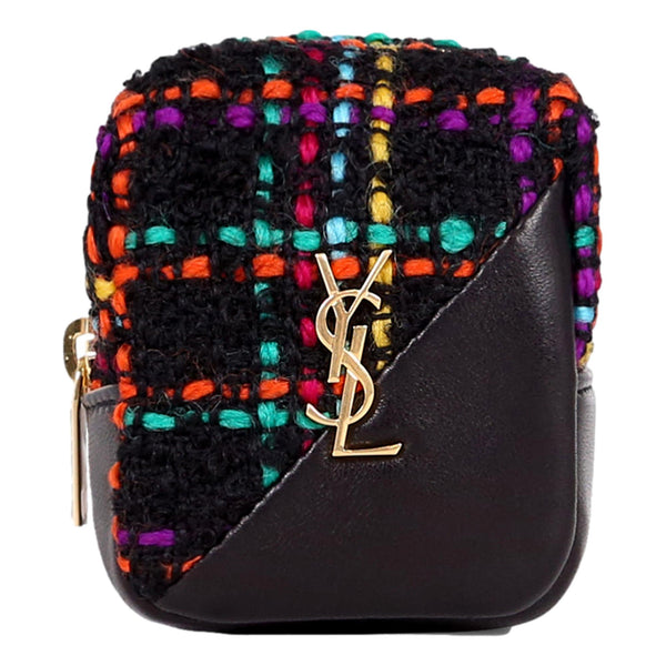 Saint Laurent Jamie YSL Keyring Cube Multicolor Black Leather in Black, authentic new keychain, image 1