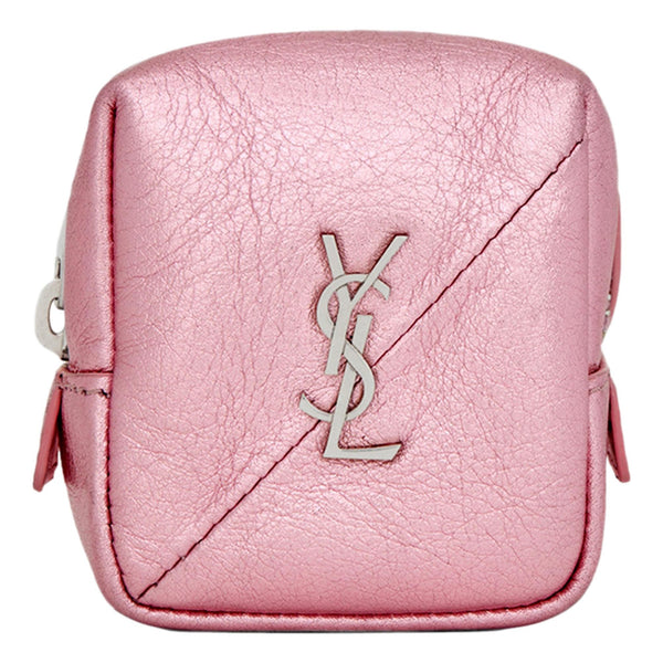 Saint Laurent Jamie YSL Keyring Cube Pink Leather in Light Pink, authentic new keychain, image 1