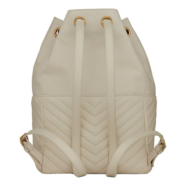 Saint Laurent Joe White Lambskin Quilted Chevron Chain Strap Backpack in White, authentic new handbag, image 3