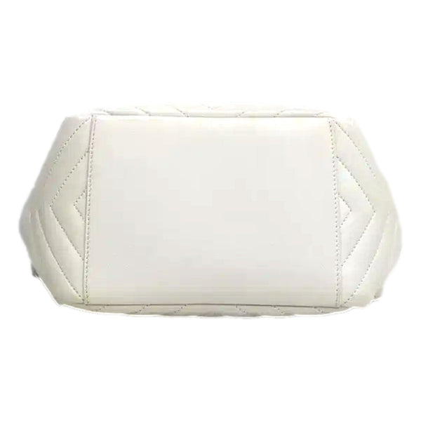 Saint Laurent Joe White Lambskin Quilted Chevron Chain Strap Backpack in White, authentic new handbag, image 4