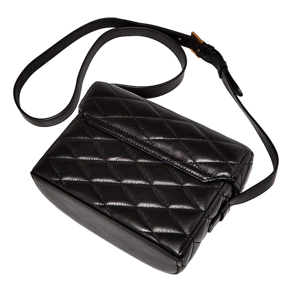 Saint Laurent YSL June Black Quilted Leather Crossbody Bag in Black, authentic new handbag, image 2