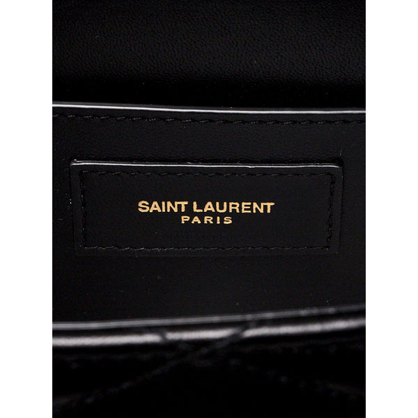 Saint Laurent YSL June Black Quilted Leather Crossbody Bag in Black, authentic new handbag, image 5