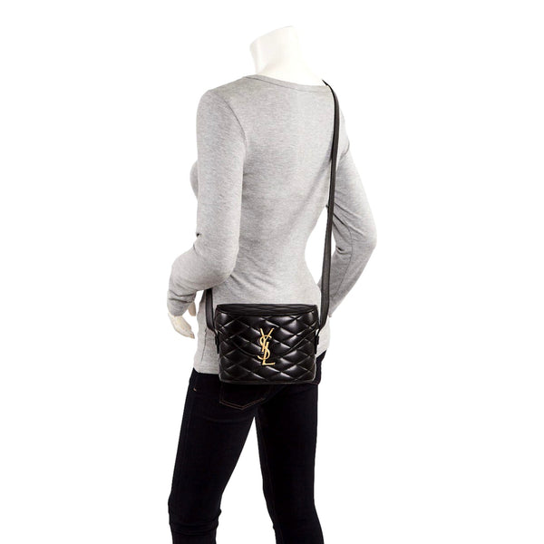 Saint Laurent YSL June Black Quilted Leather Crossbody Bag in Black, authentic new handbag, image 6