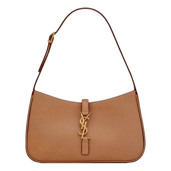 Saint Laurent Le 5 A 7 Small Beige Leather YSL Hobo Shoulder Bag Gold Logo in Beige, authentic new handbag, image 1