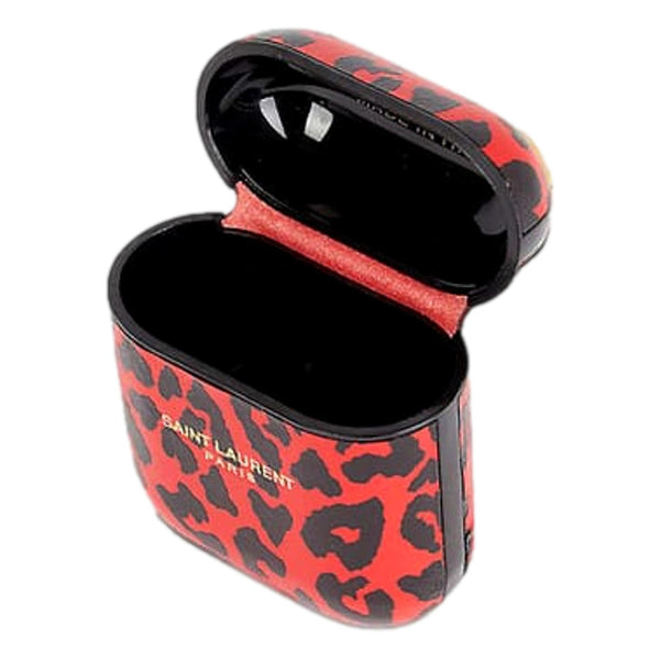 Saint Laurent Leopard Print Black and Red Leather Airpods Case – detail view 4