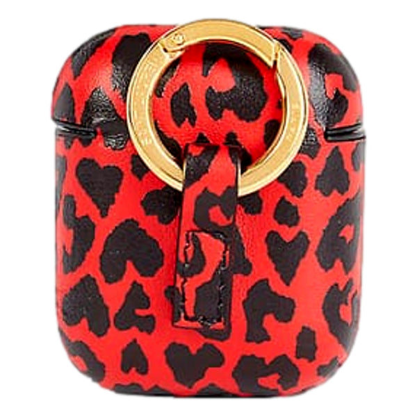 Saint Laurent Leopard Print Black and Red Leather Airpods Case – detail view 5