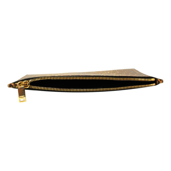 Saint Laurent Leopard Printed Calfskin Leather Medium Pouch in Black, authentic new handbag, image 7