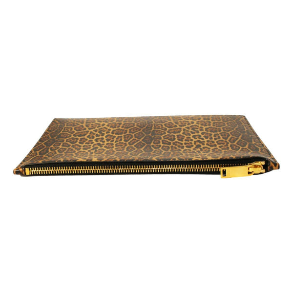 Saint Laurent Leopard Printed Calfskin Leather Medium Pouch in Black, authentic new handbag, image 6