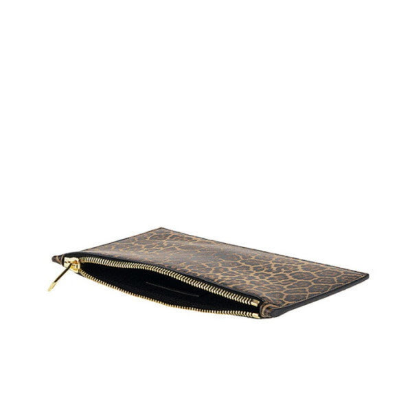 Saint Laurent Leopard Printed Calfskin Leather Small Pouch in Black, authentic new handbag, image 4