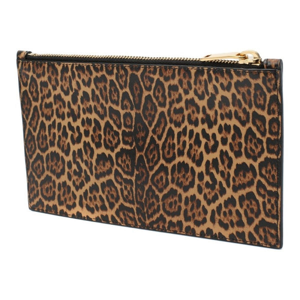 Saint Laurent Leopard Printed Calfskin Leather Small Pouch in Black, authentic new handbag, image 2
