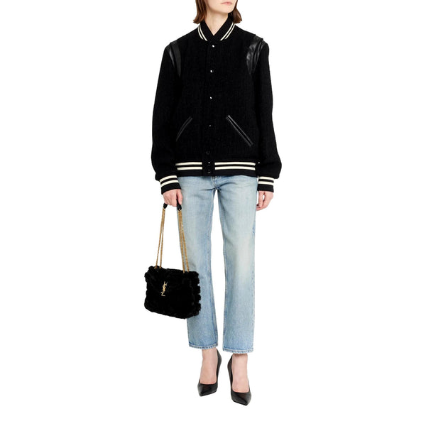 Saint Laurent Loulou Black Shearling Medium Shoulder Bag in Black, authentic new handbag, image 4