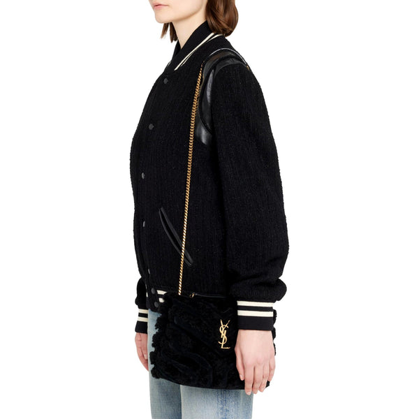Saint Laurent Loulou Black Shearling Medium Shoulder Bag in Black, authentic new handbag, image 5