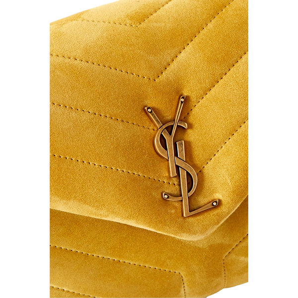 Saint Laurent Loulou Monogram Chartreuse Suede Medium Shoulder Bag in Yellow, authentic new handbag, image 2
