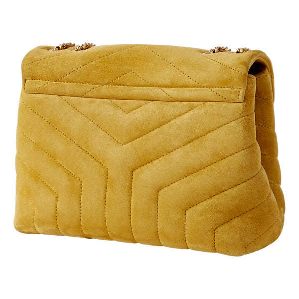 Saint Laurent Loulou Monogram Chartreuse Suede Medium Shoulder Bag in Yellow, authentic new handbag, image 5